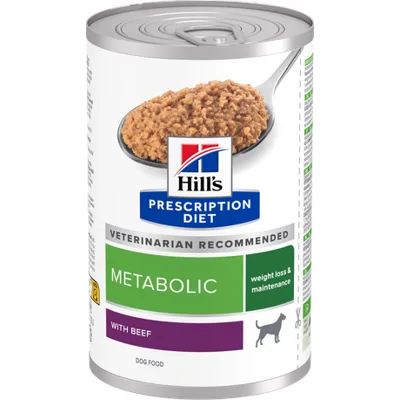 Hill's Prescription Diet Metabolic Weight Management nat hondenvoer met rund blik 1 tray (12 X 370 g)