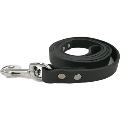 Leren Looplijn Zwart voor de hond 160 cm x 16 mm