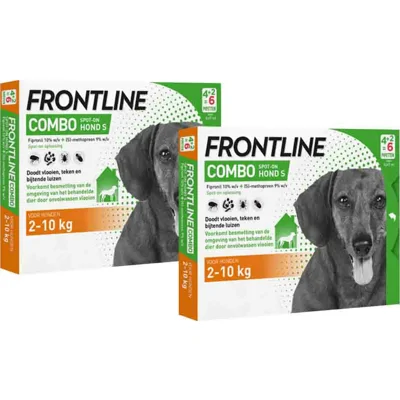 2x Frontline Combo Spot On Anti Vlooien en Teken Druppels Hond 2 - 10 kg 6 pipetten