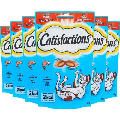 6x Catisfactions Kattensnoepjes Zalm 60 gr