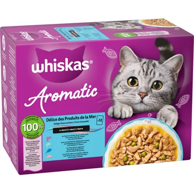 Whiskas 1+ Natvoer - Aromatic Zalige Zeevruchten in Saus