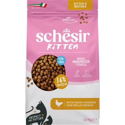 6x Schesir Monoprotein Kattenvoer Kitten Droog Kip 1,5 kg