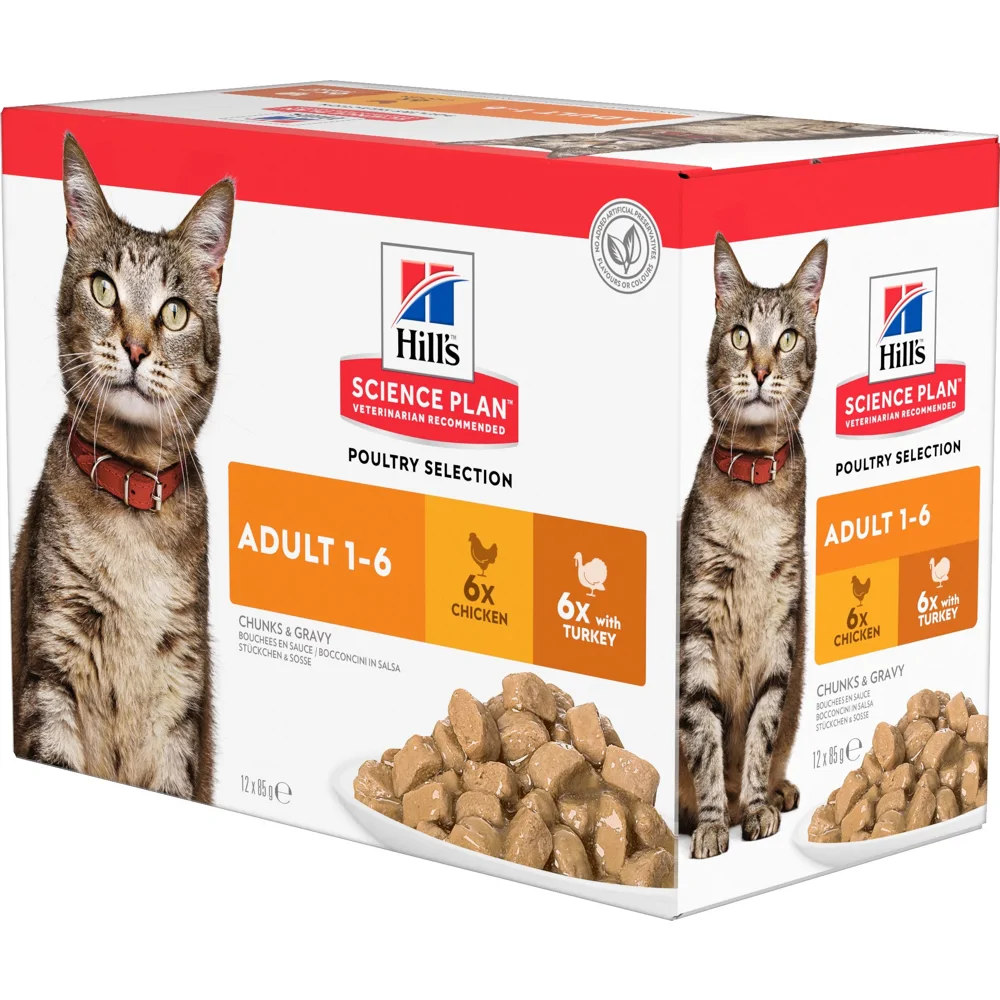Hill's Science Plan Kat natvoer Adult Multipack Kip/Kalkoen (12x85g)