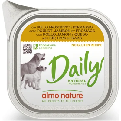 Almo Nature Daily met kip, ham en kaas natvoer hond 18 x 300 g