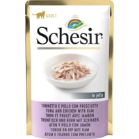 Schesir tonijn, kip met ham (jelly) natvoer kat (zakjes 85 g) 1 doos (20 x 85 g)