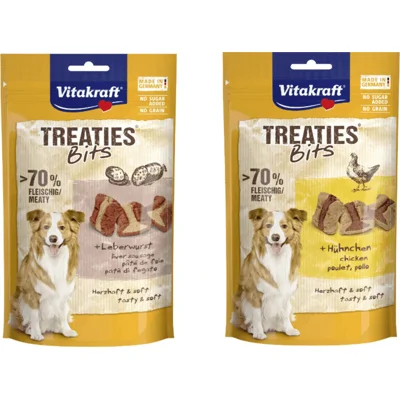Vitakraft Treaties Bits hondensnack 3 x kip, 3 x leverworst