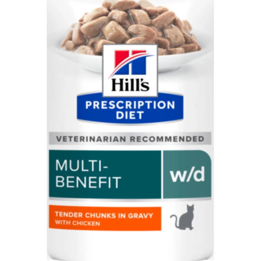 Hill's Prescription Diet W/D Multi-Benefit natvoer kat met kip maaltijdzakje 12 x 85 g