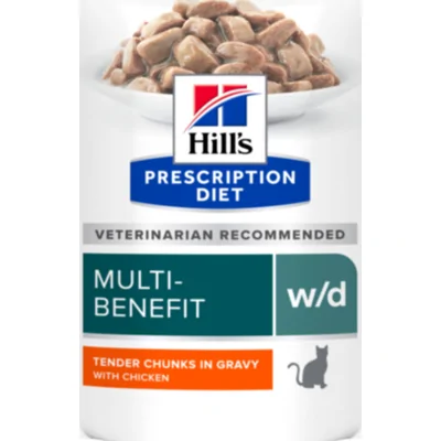 Hill's Prescription Diet W/D Multi-Benefit natvoer kat met kip maaltijdzakje 12 x 85 g