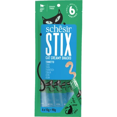 12x Schesir Kattensnack Stix Tonijn&Makreel 6 x 15 gr