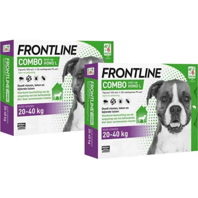 2x Frontline Combo Spot On Anti Vlooien en Teken Druppels Hond 20 - 40 kg 6 pipetten