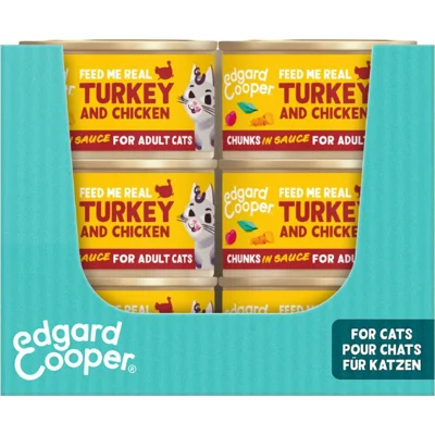 Edgard & Cooper kalkoen en kip kat natvoer blikjes 18 x 85gr