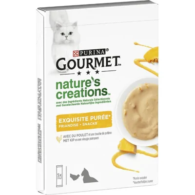 GOURMET Nature's Creations Puree met Kip en een vleugje Pompoen kattensnacks 5x10gr