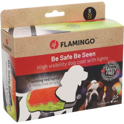 Veiligheidsvest Simi fluo oranje met led licht voor de hond L