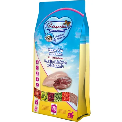 4x Renske Super Premium Puppy Hondenvoer Kip&Lam 2 kg