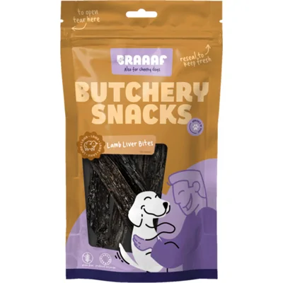 Braaaf Butchery Lamb Liver Bites Hondensnack 120 gr