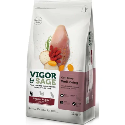 Vigor&Sage Hondenvoer Regular Puppy Well-Being Gojiberry 12 kg