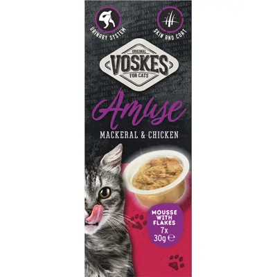 Voskes Kattensnack Mousse Makreel&Kip 7x30 gr