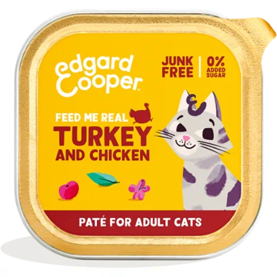 Edgard & Cooper kalkoen en kip paté kat natvoer kuipjes 16 x 85gr