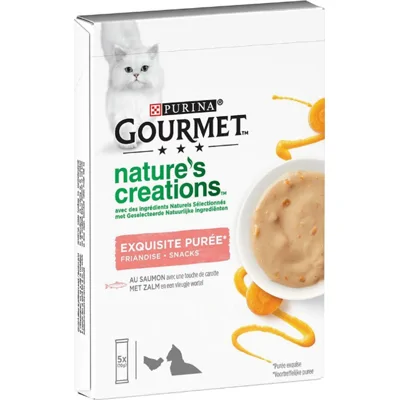 GOURMET Nature's Creations Puree met Zalm en vleugje Wortel kattensnacks 5x10gr