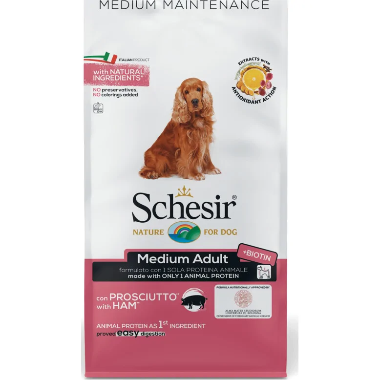 Schesir Hond Dry Maintenance Medium Ham 12 kg