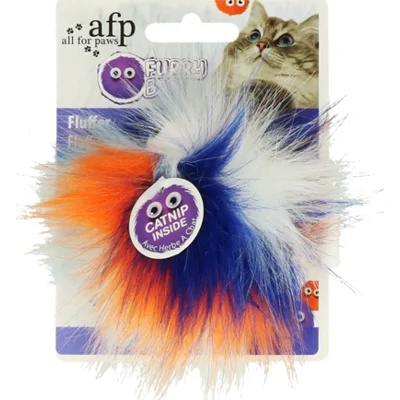 All For Paws Furry Ball Fluffer Oranje kattenspeelgoed