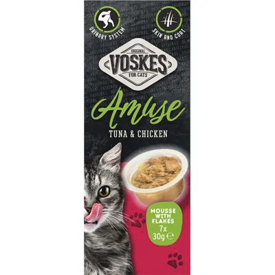 Voskes Kattensnack Mousse Tonijn&Kip 7x30 gr