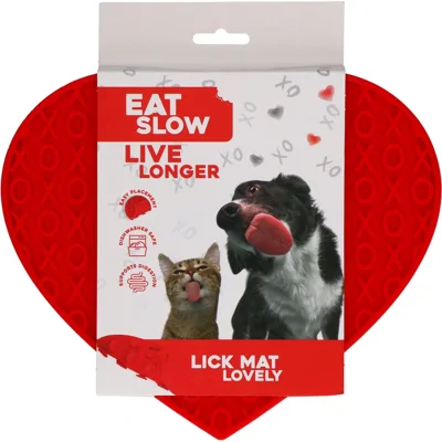 Eat Slow Live Longer Lick Mat Heart - Rood