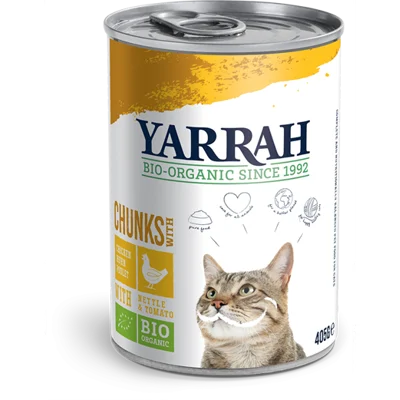 Yarrah Bio Brokjes In Saus Kattenvoer Kip 405 gr