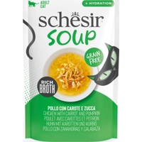 Schesir Cat Soup kip met wortel en pompoen natvoer kat (zakjes) 1 doos (12 x 40 g)