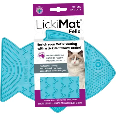 Lickimat likmat Felix turquoise voor de kat (22 cm) Per stuk