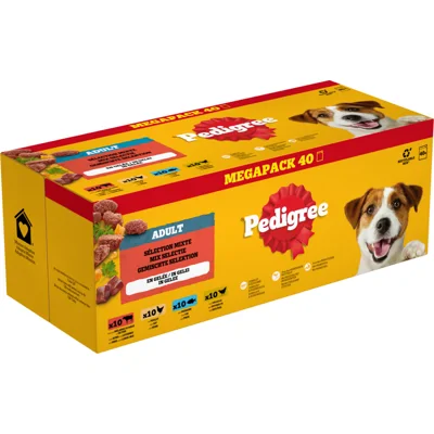 Pedigree Adult in Gelei Mix Selectie Maaltijdzakjes Multipack 40x100 gr