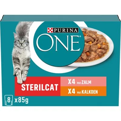 Purina ONE Adult Sterilcat Kattenvoer Nat Kalkoen&Zalm 8 x 85 gr