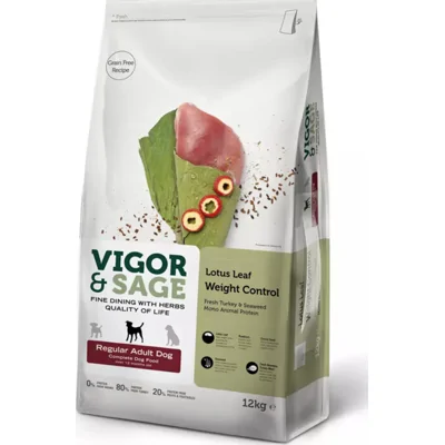 Vigor&Sage Hondenvoer Regular Weight Control Lotus Leaf 12 kg