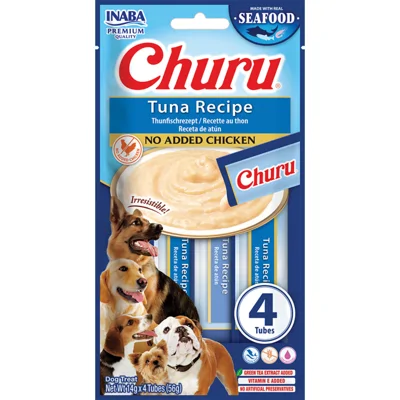 Inaba Hondensnack Churu Puree Dog Fish Tuna 4 x 14 gr