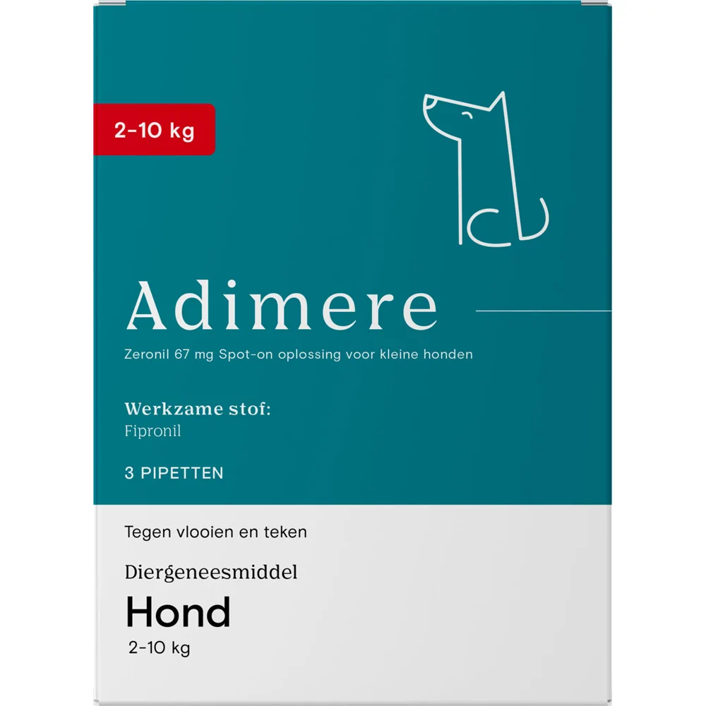 Adimere tegen vlooien en teken - hond (2-10 kg) - 6 pipetten