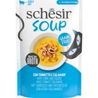 Schesir Cat Soup met tonijn en inktvis natvoer kat (zakjes) 1 doos (12 x 40 g)