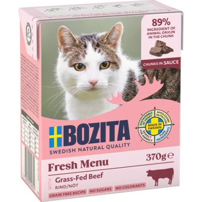 Bozita met rund stukjes in saus natvoer kat 12 x 370 g