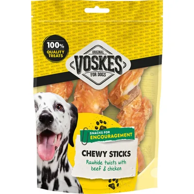 10x Voskes Stick Runderhuid en Rund met Kip M 3 stuks