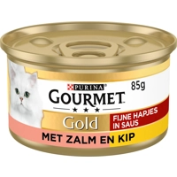 24x Gourmet Gold Fijne Hapjes Zalm - Kip 85 gr