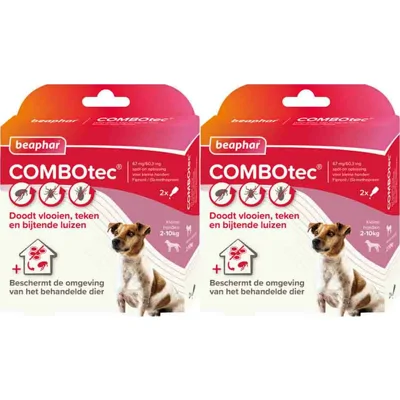 2x Beaphar Combotec Anti Teken- en Vlooiendruppels Hond 2-10 kg 2 pipetten