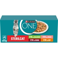 Purina ONE Adult Sterilcat Kattenvoer Nat Rund&Kalkoen&Kip&Zalm 40 x 85 gr