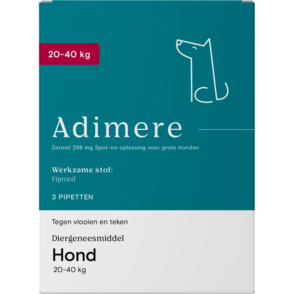 Adimere tegen vlooien en teken - hond (20-40 kg) - 3 pipetten