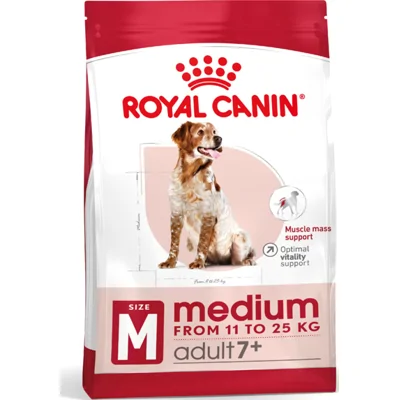 4x Royal Canin Hondenvoer Droog Medium Adult 7+ 4 kg