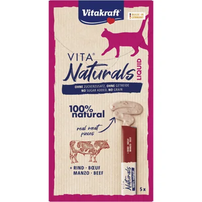 Vitakraft Vita Naturals Liquid kattensnack met rund (5 st.) 1 verpakking