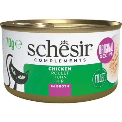 12x Schesir Kattenvoer Kipfilet in Bouillon 70 gr