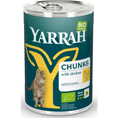 12x Yarrah Bio Kattenvoer Chunks Kip 405 gr