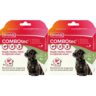 2x Beaphar Combotec Anti Teken- en Vlooiendruppels Hond 20-40 kg 2 pipetten