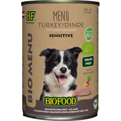 12x BF Petfood Biofood Organic Kalkoen Menu 400 gr