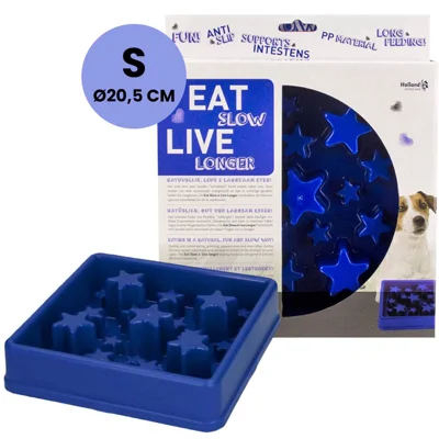 Eat Slow Live Longer Star Voerbak - Small - Blauw