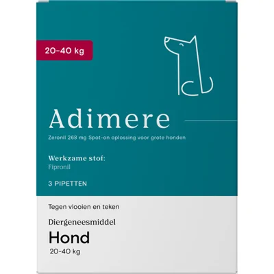 Adimere tegen vlooien en teken - hond (20-40 kg) - 6 pipetten